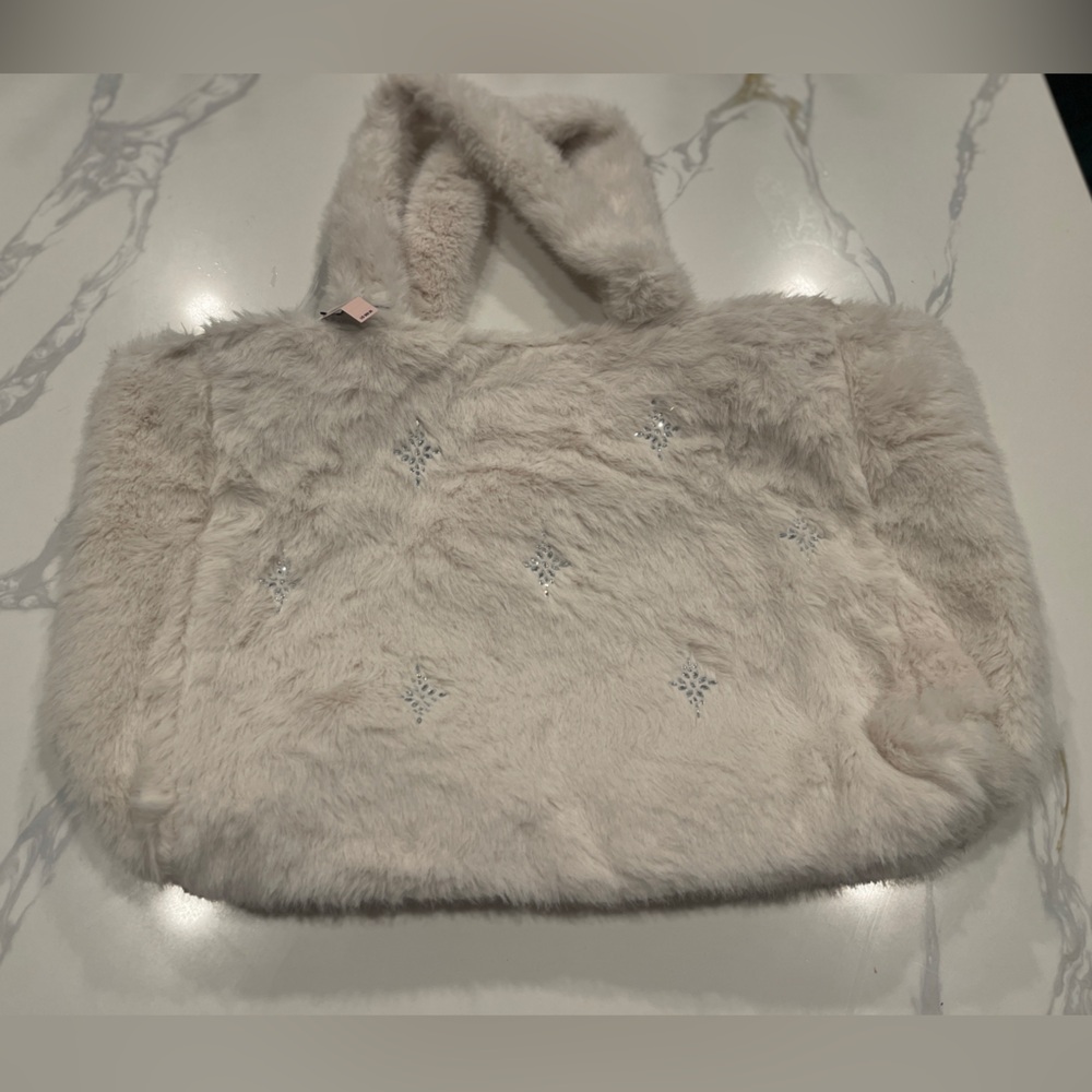 Pink tote bag Fur m Tote Bag with Crystal Accents